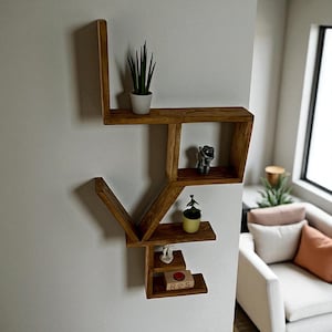 Rustic Wooden LOVE Shelf: Handmade Wall-Mounted Display Unit