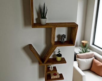 Rustic Wooden LOVE Shelf: Handmade Wall-Mounted Display Unit