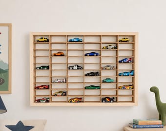 Vetrina in legno per Hot Wheels: spazio per 60 macchinine - Per bambini e collezionisti
