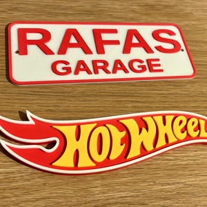 Wooden Hot Wheels Display Case: 60 Car Storage - Kids & Collectors and 3D Signs Hot Wheels Sign Only