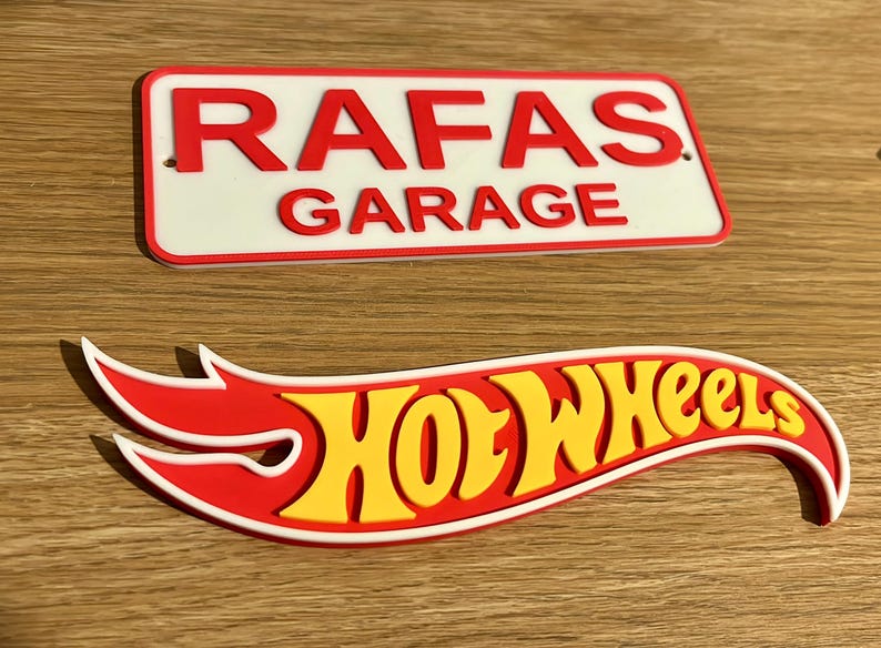 Wooden Hot Wheels Display Case: 60 Car Storage - Kids & Collectors and 3D Signs Hot Wheels Sign Only