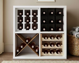 IKEA Kallax Wine Rack Insert, Wooden Cube Bottle Organizer
