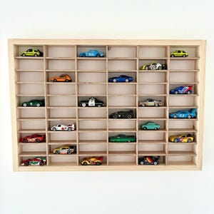 Wooden Hot Wheels Display Case 60 Car Storage Rack Custom Matchbox Wall Shelf Toy Car Organizer for Kids & Collectors