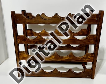 Plano de carpintería para botellero rústico: PDF (Descarga digital, 16 botellas)