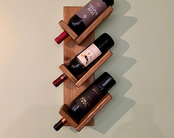 Handmade Wooden Wall Wine Rack | Modern Rustic Bottle Holder