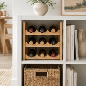 White Oak Angled Wine Rack Insert for IKEA Kallax