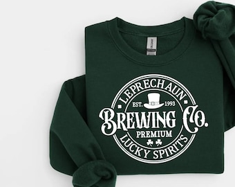 Leprechaun Brewing Co Sweatshirt, Retro St Patrick's Day Sweater, Vintage Irish Shirt, Lucky Spirits Shirt, St Patty Day Shirt, Irish Gifts