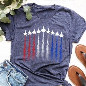 Patriotic Jet Shirt, 4th of July Air Force Tee, Red White Blue Fighter Jet Shirt, USA Military Shirt, Veteran Independence Day Tee, USA Tee