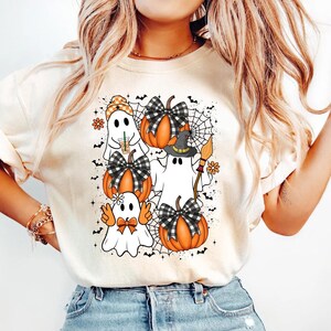 Retro Geist Shirt, süßes Geist Shirt, Retro Halloween Coquette Bow gruseliges Mama Sweatshirt, Vintage Blumengeist Halloween Shirt, gruselige Saison