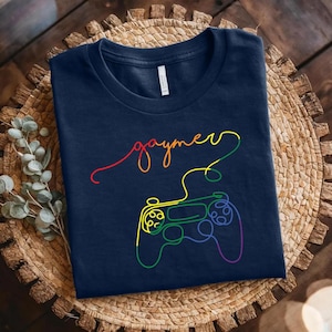Gaymer Shirt, Rainbow Gaming LGBT Tee, Queer Gamer Pride T-Shirt, LGBTQ Video Game Graphic Shirt, Pride Month Gift for Gamers, Trans Gamer