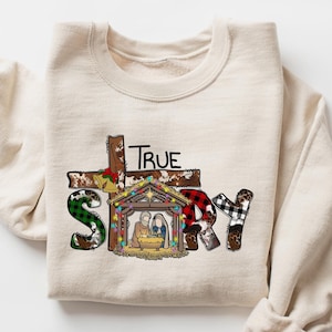 Sweat-shirt de Noël chrétien, pull crèche, chemise crèche de Noël, crèche histoire vraie, cadeaux de Noël religieux, chemise Jésus