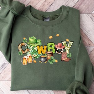カウボーイ セント パトリックス デー スウェットシャツ、カウボーイ ラッキー シャツ、セント パトリックス デー T シャツ、カウガール シャムロック シャツ、カウボーイ シャムロック シャツ、セント パトリックス デー ギフト