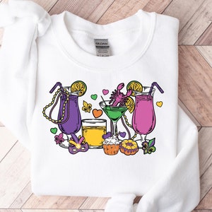 Mardi Gras Drinking Sweatshirt, Mardi Gras Drink Party Shirt, Wine Mardi Gras, Mardi Gras Cocktails Shirt, Mardi Gras Coquette, Fat Tuesday