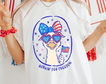 Camiseta Honkin for Freedom, divertida camiseta de ganso del 4 de julio, camiseta de animal patriótico, camiseta de fiesta de EE. UU., camiseta humorística del Día de la Independencia, camiseta de pato de EE. UU.