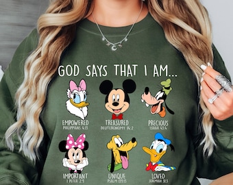 Camiseta de Disney con el mensaje "Dios dice", camiseta familiar de Disney, camiseta religiosa de Disneyland, camiseta de Mickey y sus amigos, camiseta cristiana de viaje a Disney, Animal Kingdom
