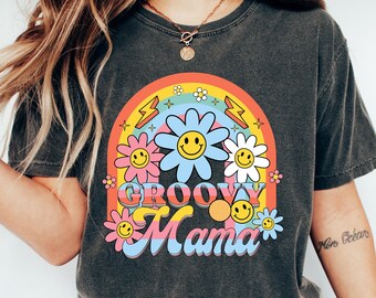 Tolles Mama Shirt, Retro 70er Jahre Stil Mama T-Shirt, süßes Muttertagsgeschenk, Buntes Grafik T-Shirt für Mütter, Funky Vintage Mama Shirt, Mutter Geschenk