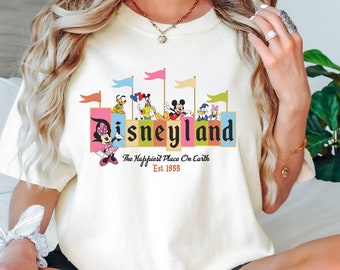 Disneyland Happiest Place on Earth Shirt, Disneyland Mickey & Friends Shirt, Vintage Disney Shirt, Disney Family Vacation, Disney Trip Shirt