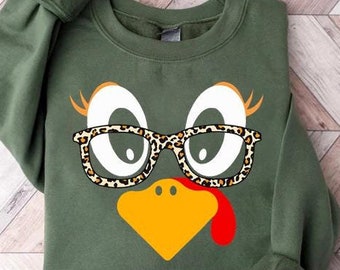 Niedliches Truthahn Herbst Thanksgiving-Sweatshirt, Thanksgiving-Familie, passendes Shirt, Truthahn-Gesicht, lustiges Thanksgiving-Shirt, Frauen-Danksagungs-Shirt