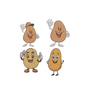 Potato Bundle Embroidery Design, Funny Potato Machine Embroidery Design, Vegetables Embroidery, Food Embroidery, Happy Potato, 5 Sizes