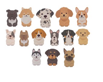 Bundle of Dog Embroidery Design, Animal Embroidery Files, Dog Breed Machine Embroidery, Baby Dogs Embroidery, Cartoon Dog Embroidery,5 Sizes