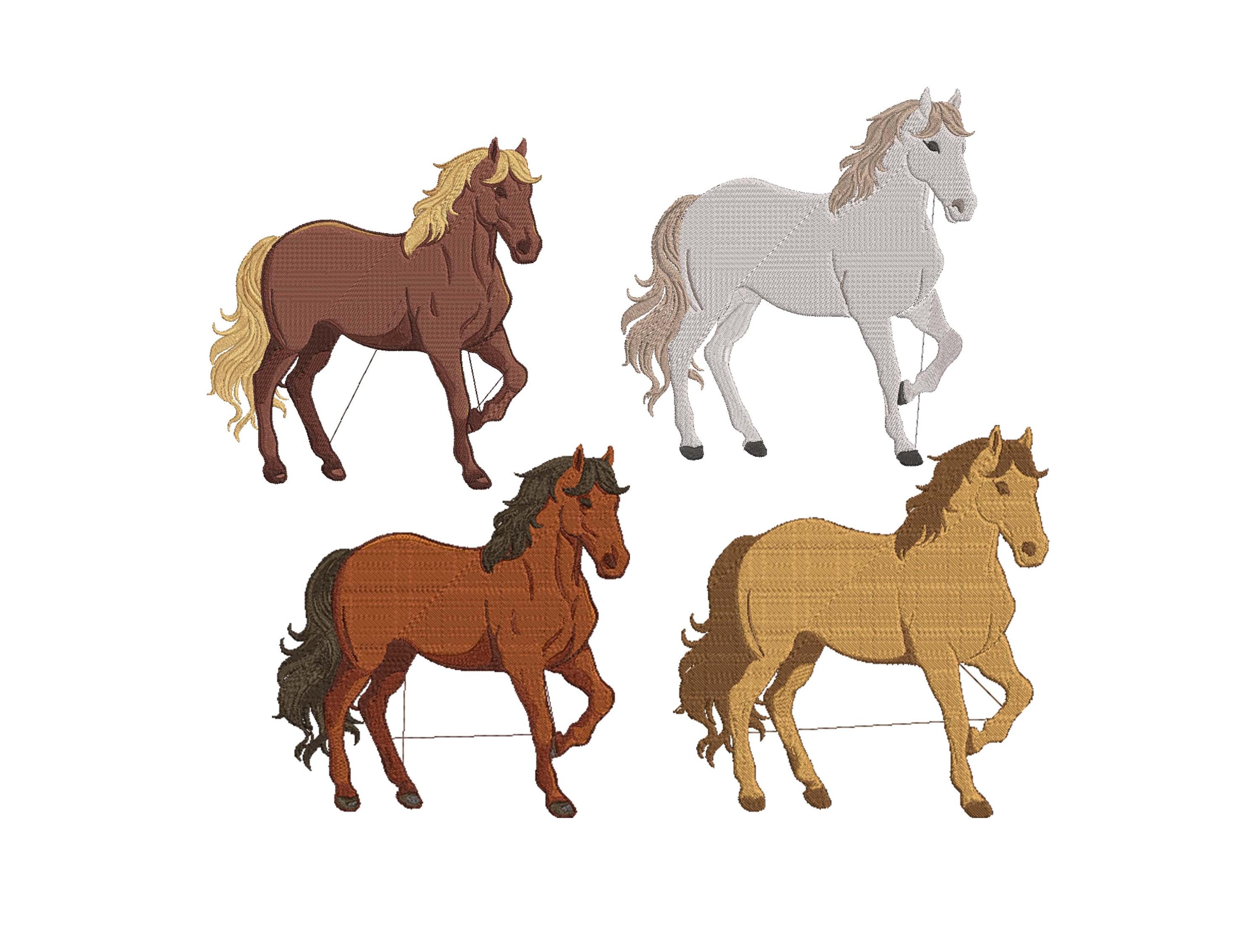 Horse Bundle Embroidery Design, Horse Machine Embroidery Design, Animal Embroidery Files, Farm Animals Embroidery Design,  5 Sizes