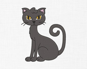 Black Halloween cat embroidery design Black cat embroidery design Halloween embroidery design Silhouette Machine Embroidery 5 Sizes Download
