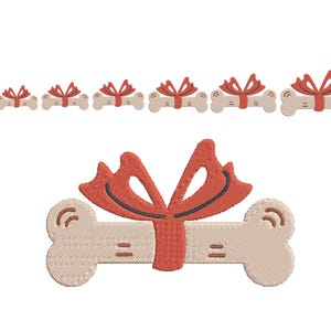 Dog Bone Embroidery File, Dog Bone Embroidery Design, Dog Bone with Bow Embroidery, Bone Embroidery, 6 Sizes