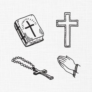 Christian Symbols Bundle Embroidery Design, Pray , Bible verse, Jesus Christian Cross ,Faith , Religious, 5 sizes Digital Download