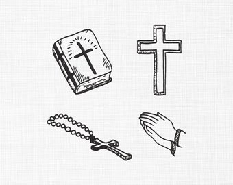 Christian Symbols Bundle Embroidery Design, Pray , Bible verse, Jesus Christian Cross ,Faith , Religious, 5 sizes Digital Download
