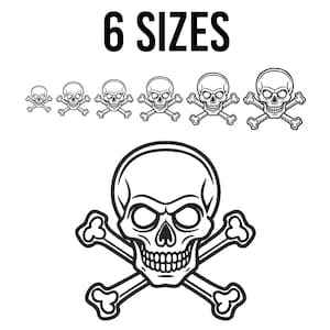 Skull with Crossbones Embroidery Design Files - Skull and Crossbones Applique Embroidery Files - Machine Embroidery Design Files - 6 Sizes