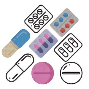 Tablets and Capsules Bundle Embroidery Designs- Medicine Design Files - Pills Bundle Embroidery Machine Embroidery Design Files - 6 Sizes