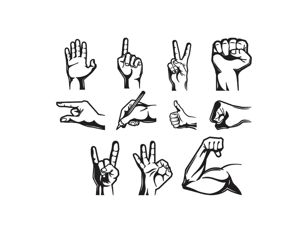 Hand Gestures Embroidery, Sign Language Embroidery Design, Hand Sign ...