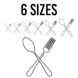 Spoon and Fork Cross Embroidery Design Files - Cutlery Embroidery Files - Restaurant Equipment Machine Embroidery Design Files - 6 Sizes