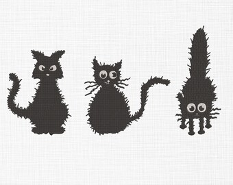 Black Cat Embroidery Design Cat Bundle Embroidery Design Silhouette Halloween Embroidery Design Machine Embroidery 5 Sizes Digital Download
