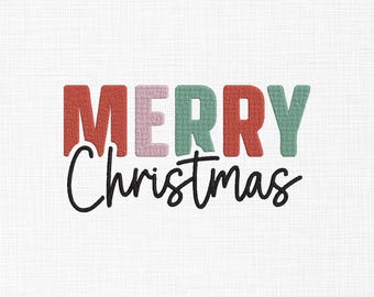 Diseño de bordado de Feliz Navidad Diseño de bordado navideño para bordado navideño Diseño de bordado navideño Bordado a máquina 5 tamaños Descarga digital