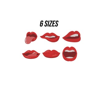 Lips Bundle Embroidery, Biting Lips Machine Embroidery, Valentine’s Day Embroidery, Hot Lips Embroidery, Love Embroidery Design, 6 Sizes