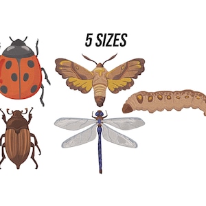 Insects Bundle Embroidery Design, Entomology Insects Embroidery, Lady Bugs, Dragon fly, Butterfly, Garden Machine Embroidery, 5 Sizes