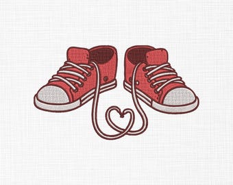 Sneakers Embroidery Design Red Sneakers Embroidery Design Sneakers Lover Embroidery Design Machine Embroidery 5 Sizes Digital Download
