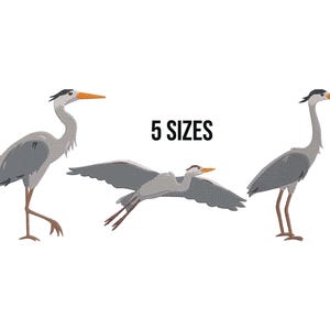 Crane Bundle Embroidery Design, Flying Crane Embroidery Files, Oriental Birds Embroidery,  Japanese Bird Machine Embroidery, 5 Sizes