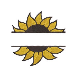 Split Sunflower Embroidery Design, Plant Embroidery Design, Sunflower Machine Embroidery Design, Sunflower Embroidery, 6 Sizes