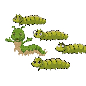 Caterpillar Bundle Machine Embroidery Design, Cute Caterpillar Embroidery, Garden Grub, Baby Caterpillar Embroidery, Animal Emb, 5 Sizes