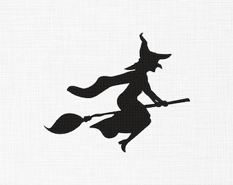 Witch on broomstick  Embroidery Silhouette witch Embroidery Halloween Embroidery Design Witch Fly Machine Embroidery 5Sizes Digital Download