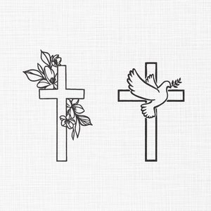 Cross Embroidery Design Floral Cross Embroidery, Jesus Christian, Cross, Christian Cross, Faith, Church, Religious, 5 sizes Digital Download