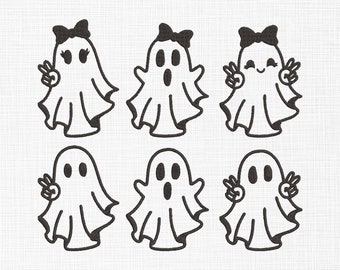 Cute ghost Embroidery Design Halloween Bundle Embroidery Design Ghost Line art Embroidery Files Machine Embroidery 5 sizes Digital Download
