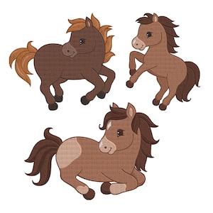 Horse bundle Embroidery Design - Baby Horse Design Files - Mini Horse Embroidery - Farm Animals Machine Embroidery Design Files - 5 Sizes