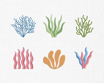 Coral Embroidery Design Sea plants embroidery design Underwater plants embroidery design Machine embroidery 5 sizes Digital Download
