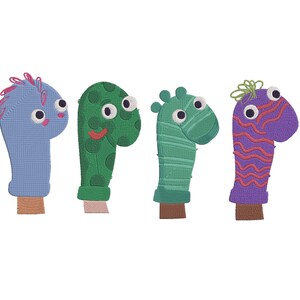 Hand Puppet Bundle Embroidery Design, Animal hand puppets, Colorful Hand Puppets Machine Embroidery, Hand Embroidery Design, 5 Sizes