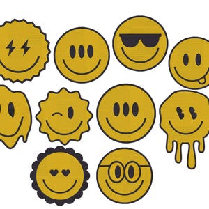 Smiley Embroidery Design, Emoji Bundle Embroidery Design, Emoji Embroidery Design, Smile Face Embroidery Files, Face Embroidery, 6 Sizes