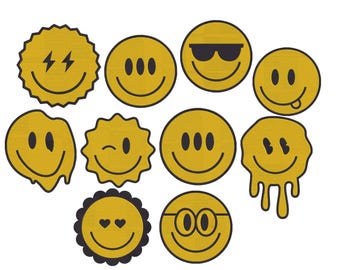 Smiley Embroidery Design, Emoji Bundle Embroidery Design, Emoji Embroidery Design, Smile Face Embroidery Files, Face Embroidery, 6 Sizes