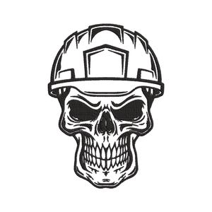 Skull With Hard Hat Embroidery Design- Construction Guardian Embroidery Files- Construction Engineer Machine Embroidery Design Files-5 Sizes